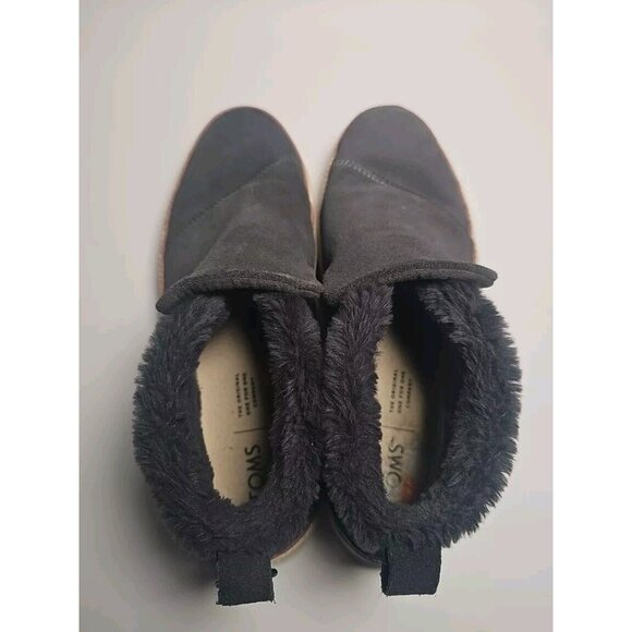 Toms Comfort Shoes Womens Size 6.5W Gray Paxton Suede Faux Fur Lined Slip On - Picture 12 of 12